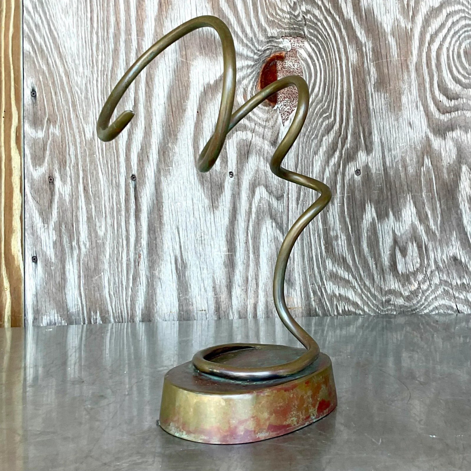 Vintage Boho Abstract Metal Sculpture - Top view