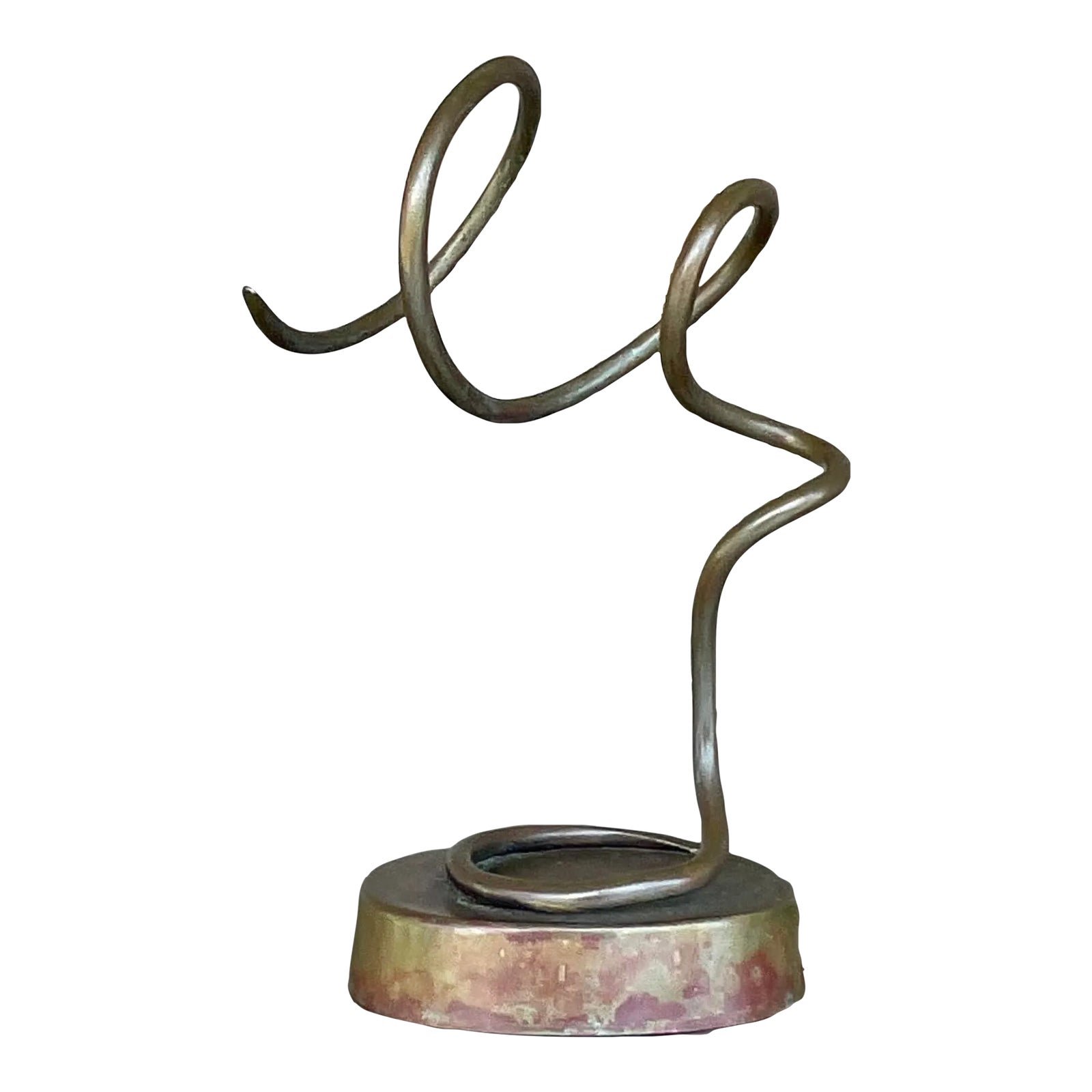 Vintage Boho Abstract Metal Sculpture