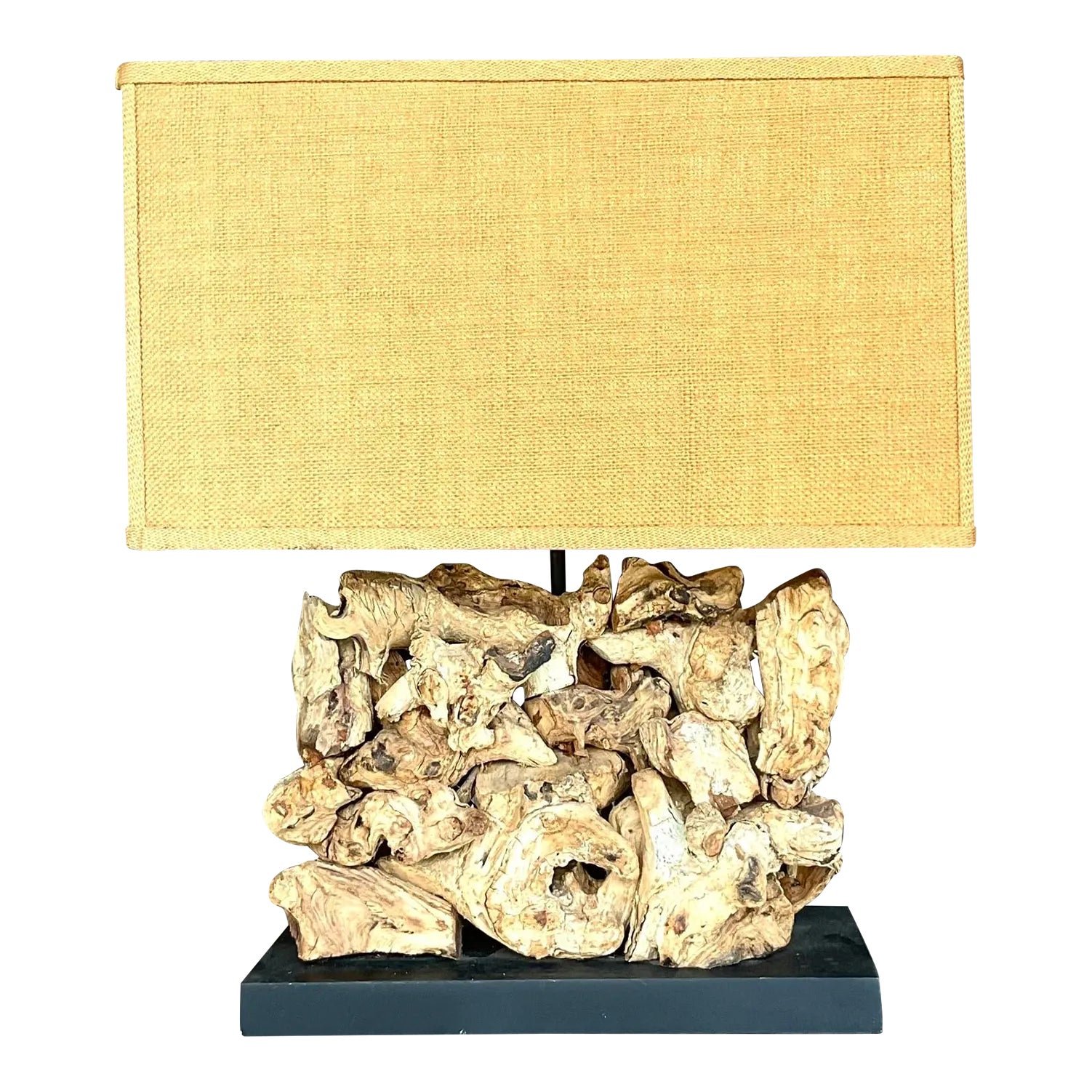 Vintage Boho Wood Knot Table Lamp