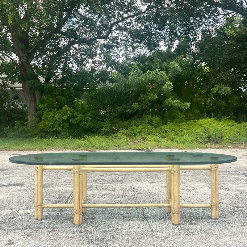 Late 20th Century Vintage Coastal Signed McGuire Coffee Table - Back view