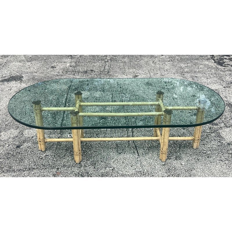 Late 20th Century Vintage Coastal Signed McGuire Coffee Table - Side view