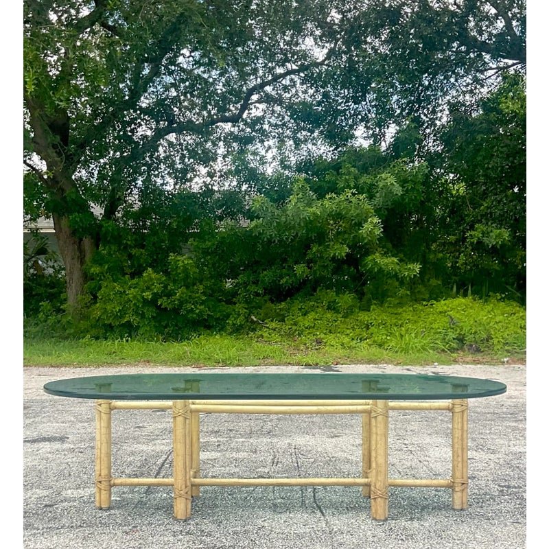 Late 20th Century Vintage Coastal Signed McGuire Coffee Table - Top view