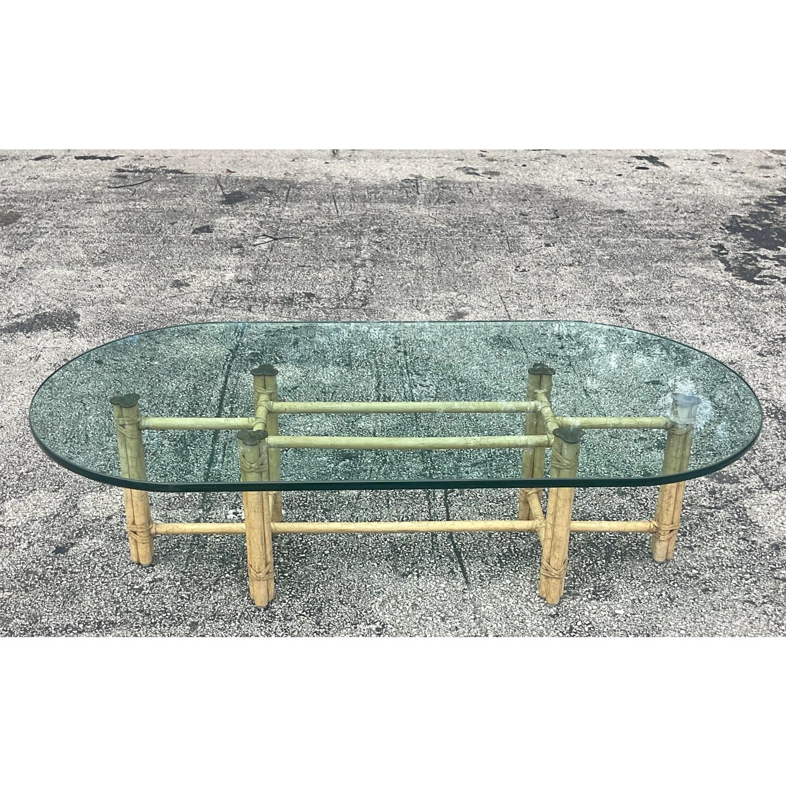 Late 20th Century Vintage Coastal Signed McGuire Coffee Table - Detail view