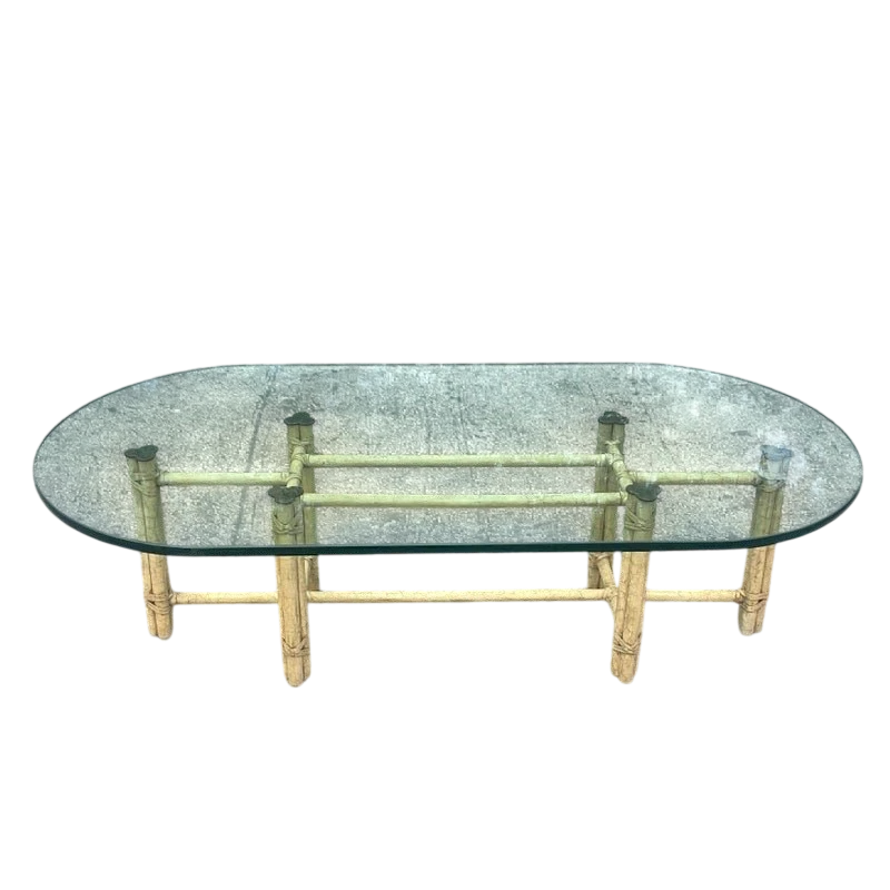Late 20th Century Vintage Coastal Signed McGuire Coffee Table