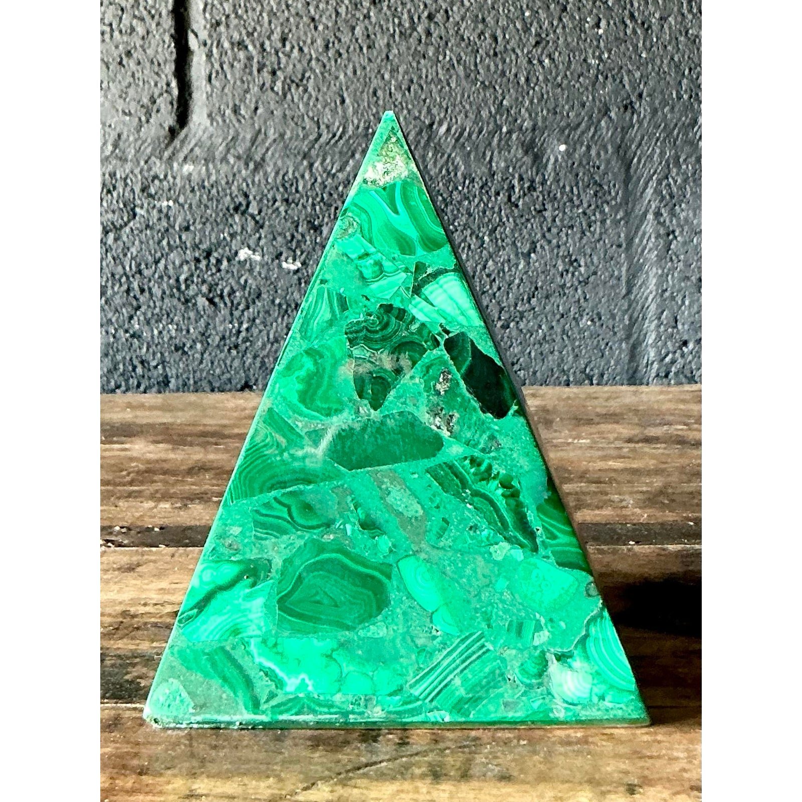 Vintage Boho Malachite Pyramids- a Pair - Top view