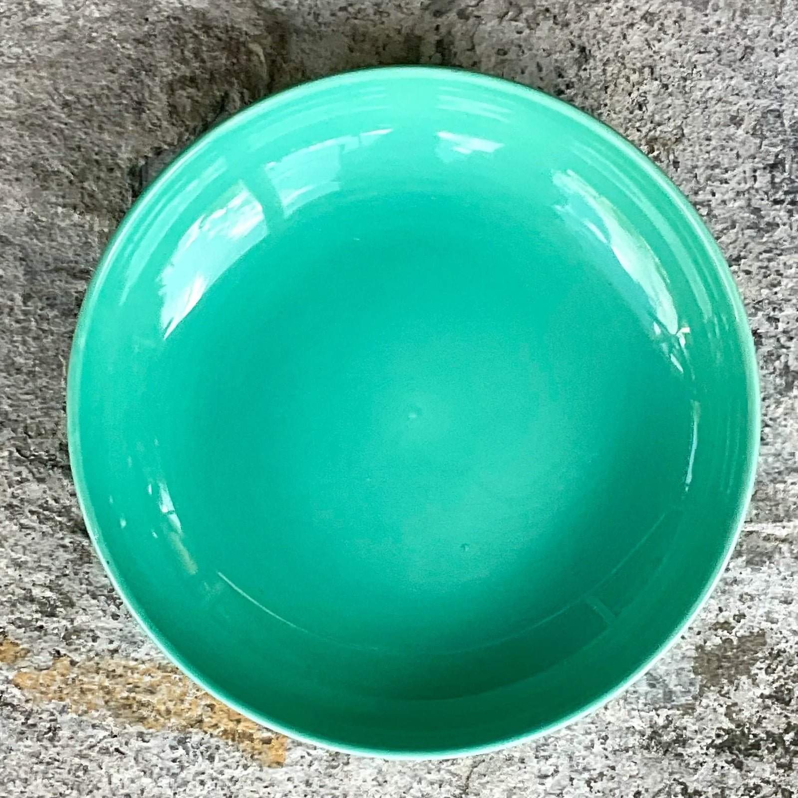 Vintage Boho Glazed Ceramic Platter and Bowl Serving Set- 2 Pieces - Back view