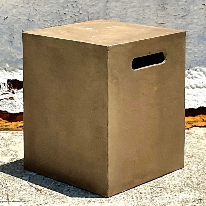 Vintage a Boho Matte Glazed Ceramic Stool - Back view
