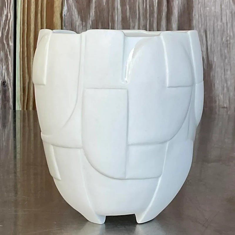 Vintage Boho Signed Studio Pottery Vase - Side view