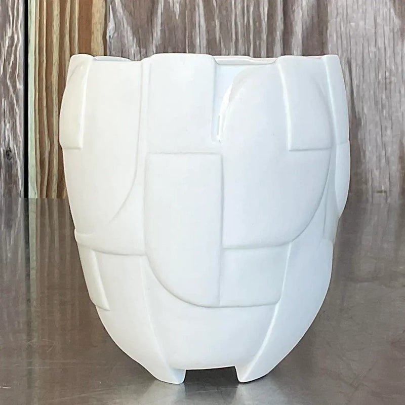 Vintage Boho Signed Studio Pottery Vase - Top view