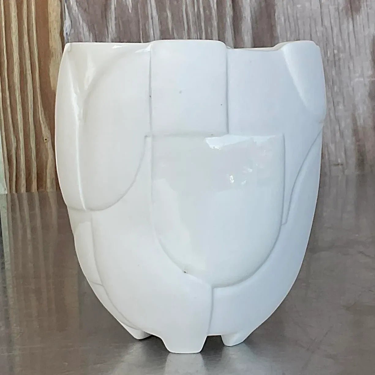 Vintage Boho Signed Studio Pottery Vase - Pottery, 5W x 5.75H - Top view