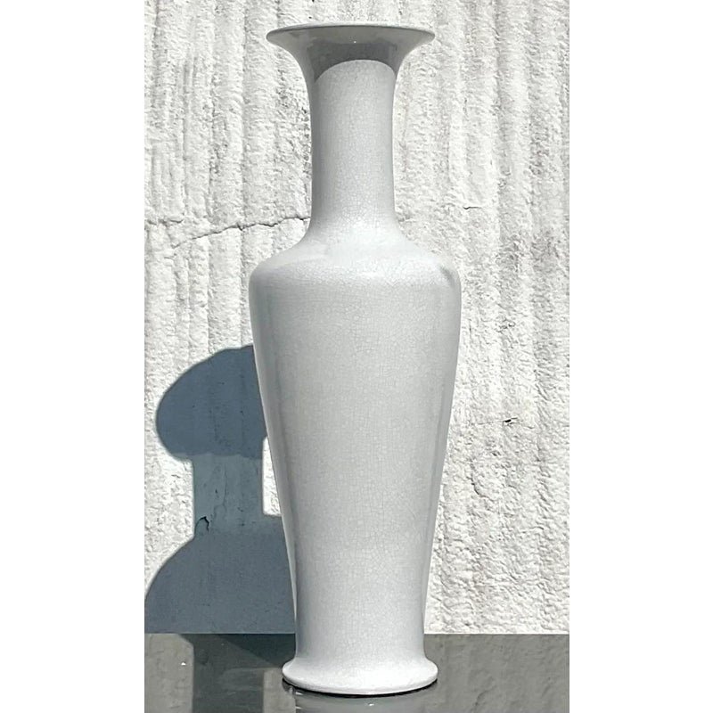 Vintage Alabaster Crackle Glaze Ceramic Vase - Detail view