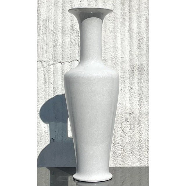 Vintage Alabaster Crackle Glaze Ceramic Vase - Back view