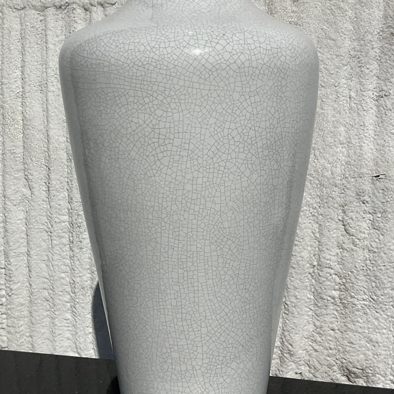 Vintage Alabaster Crackle Glaze Ceramic Vase - Top view