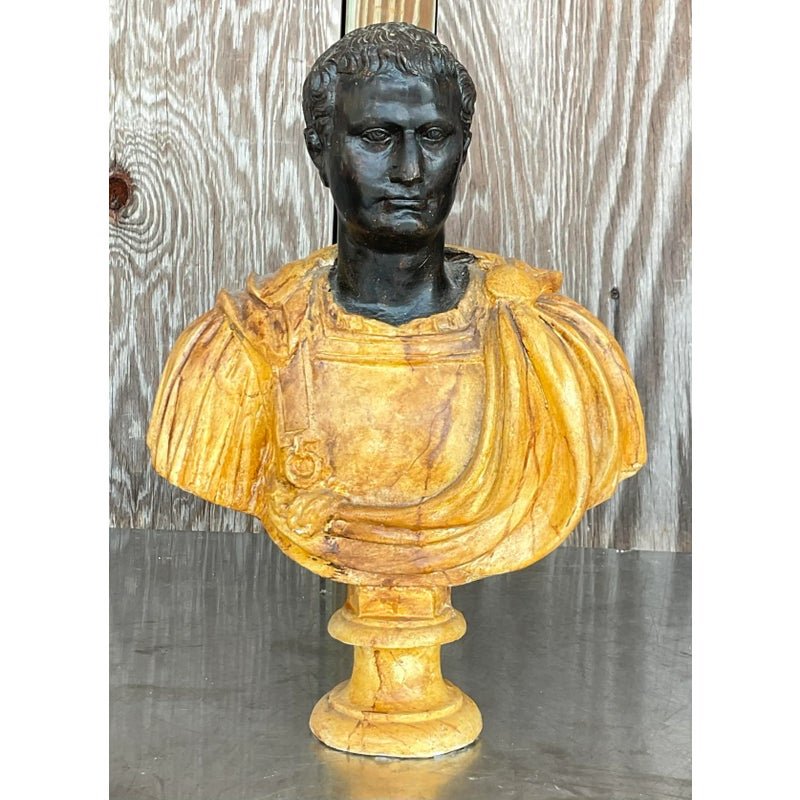 Vintage Neoclassical Faux Finished Plaster Bust - Side view
