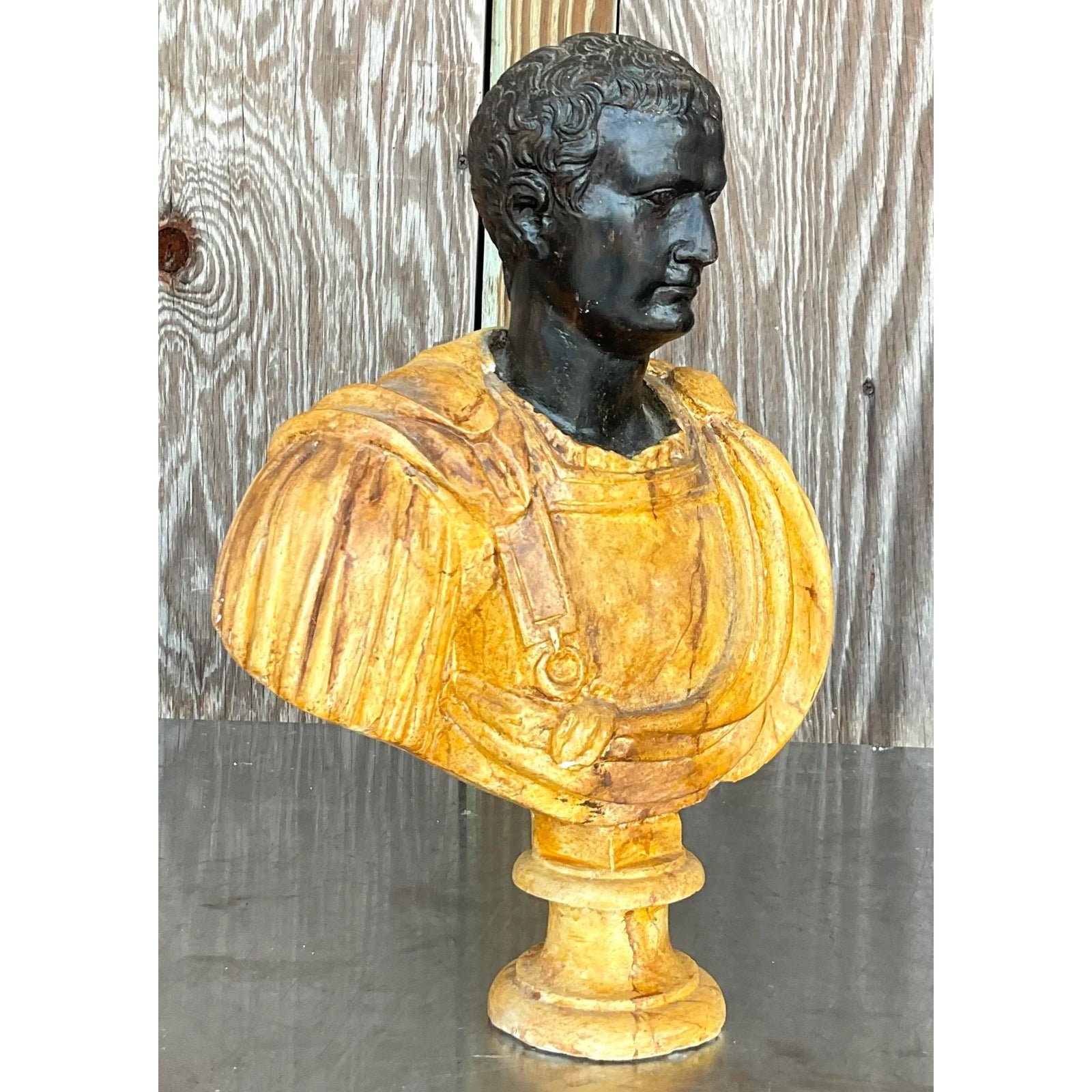 Vintage Neoclassical Faux Finished Plaster Bust - Top view