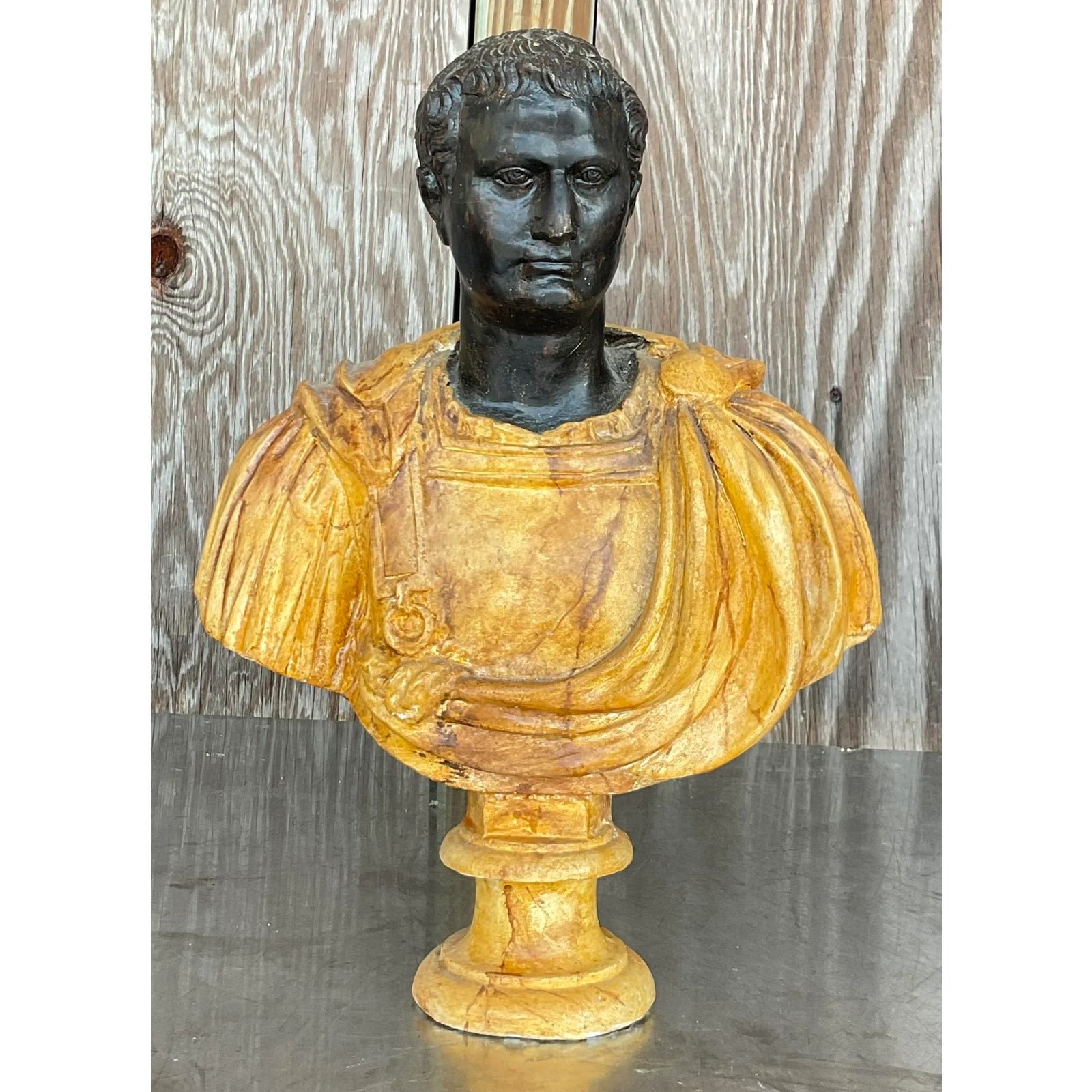 Vintage Neoclassical Faux Finished Plaster Bust - Detail view