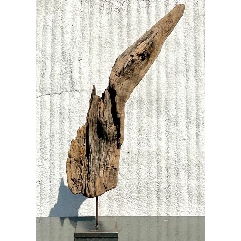 Late 20th Century Driftwood Sculpture on Steel Plinth - Side view