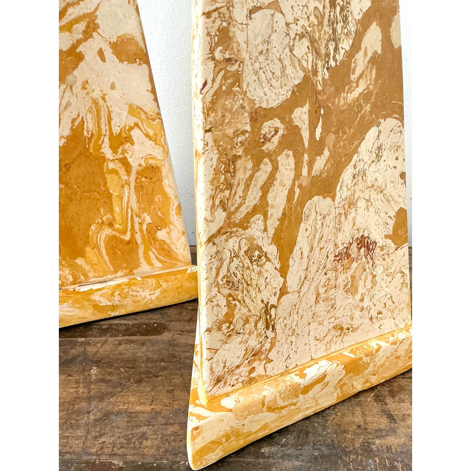 Vintage Italian Scagliola Pigmented Plaster Table Lamps - Top view