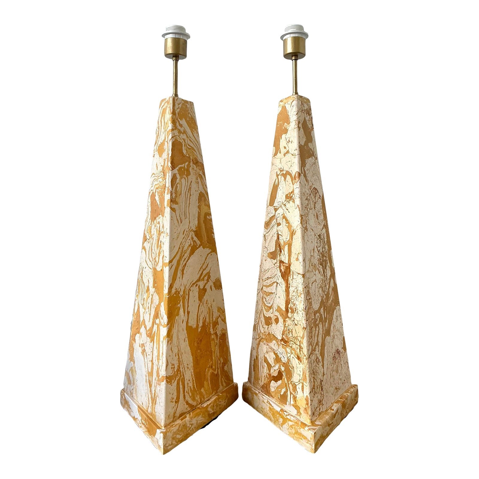 Vintage Italian Scagliola Pigmented Plaster Table Lamps