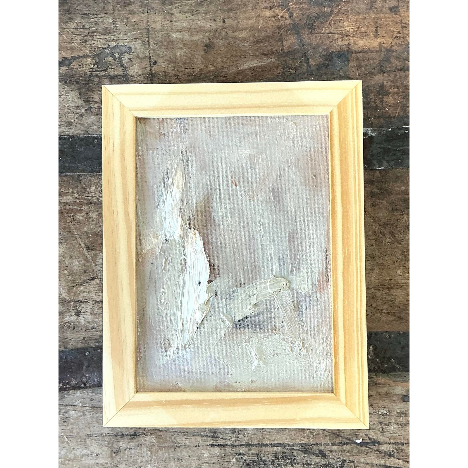 Vintage Original Abstract Oil on Board - Side view