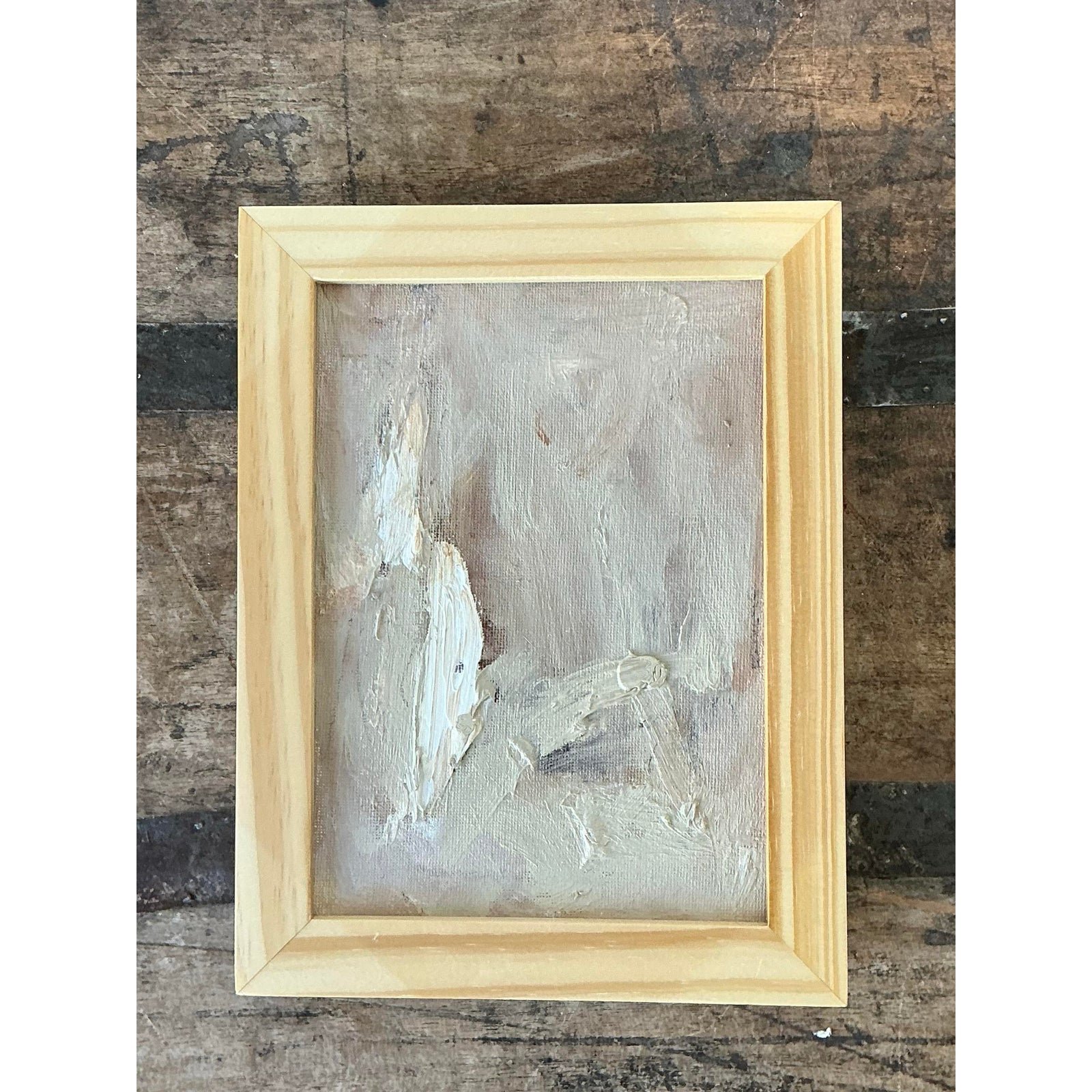 Vintage Original Abstract Oil on Board - Top view