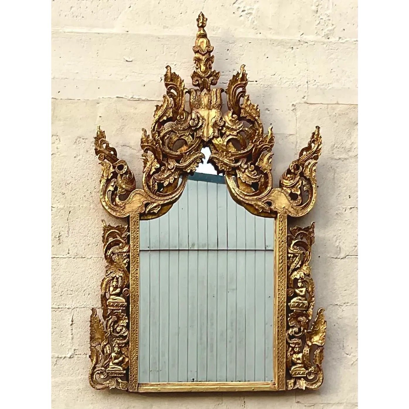 Vintage Boho Gilt Temple Mirror - Detail view