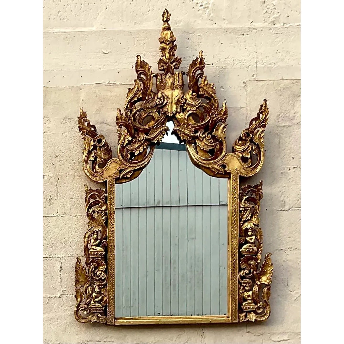 Vintage Boho Gilt Temple Mirror - Back view