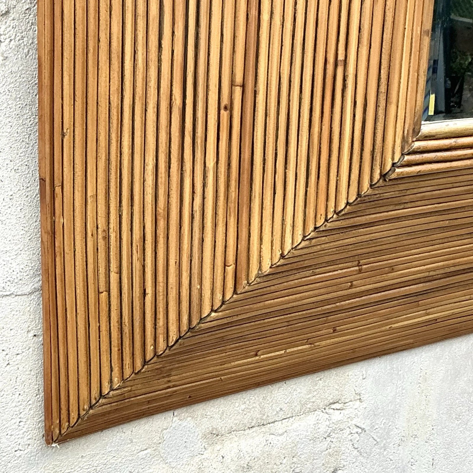 Vintage Coastal Pencil Reed Mirror - Back view