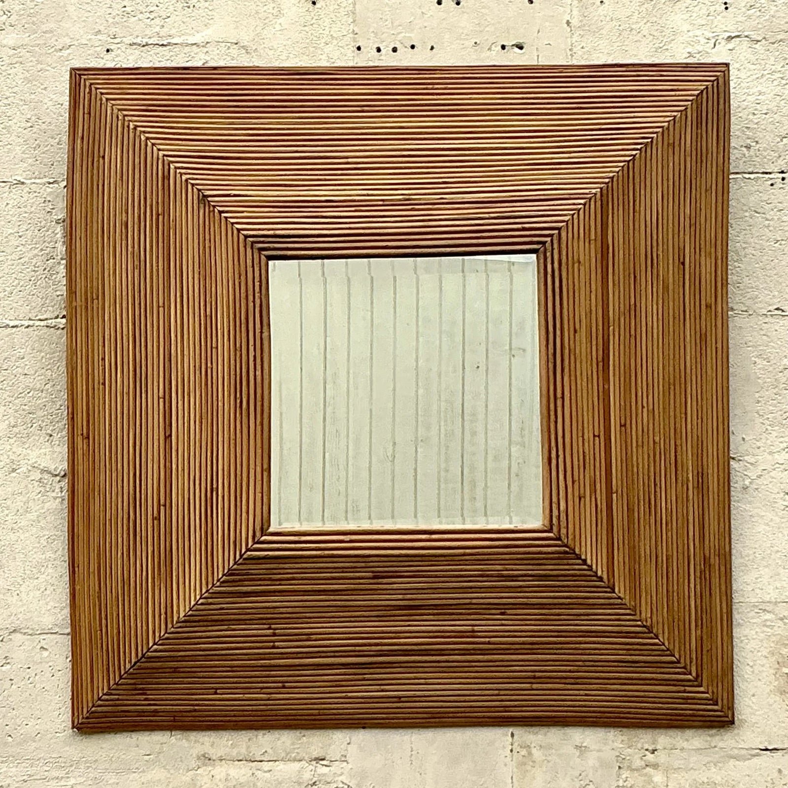 Vintage Coastal Pencil Reed Mirror - Top view