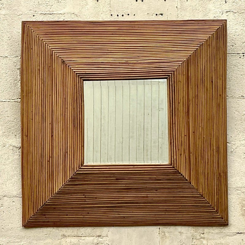 Vintage Coastal Pencil Reed Mirror - Detail view