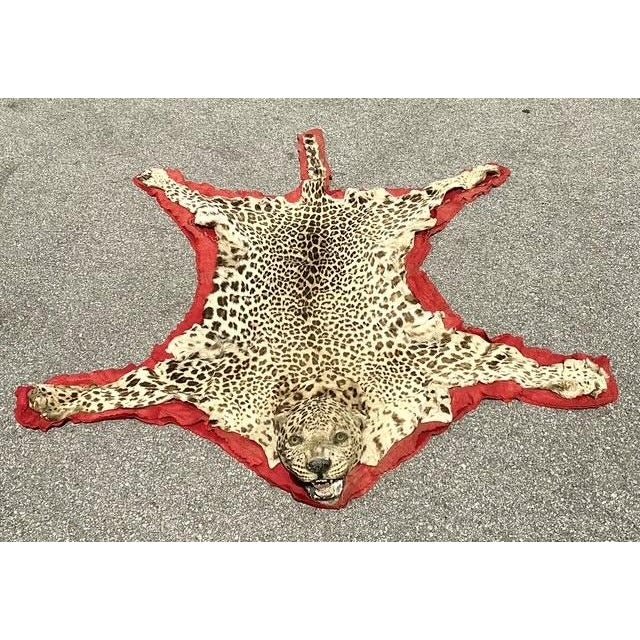 Vintage Felted Leopard Skin Rug - Detail view