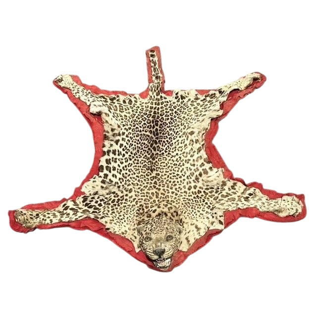 Vintage Felted Leopard Skin Rug
