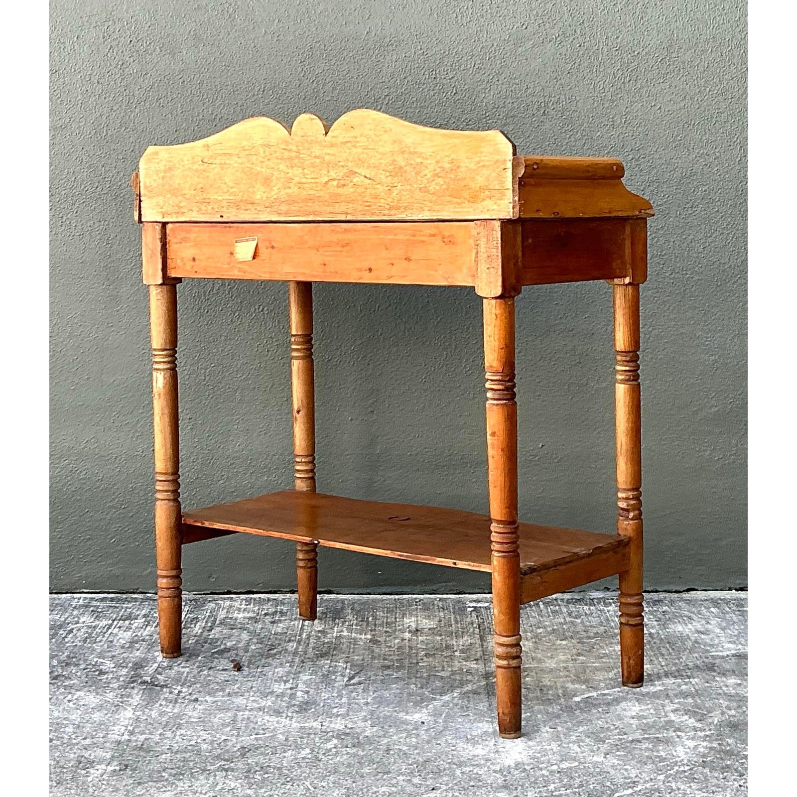 Vintage Turned Wood Pine Sideboard - Top view