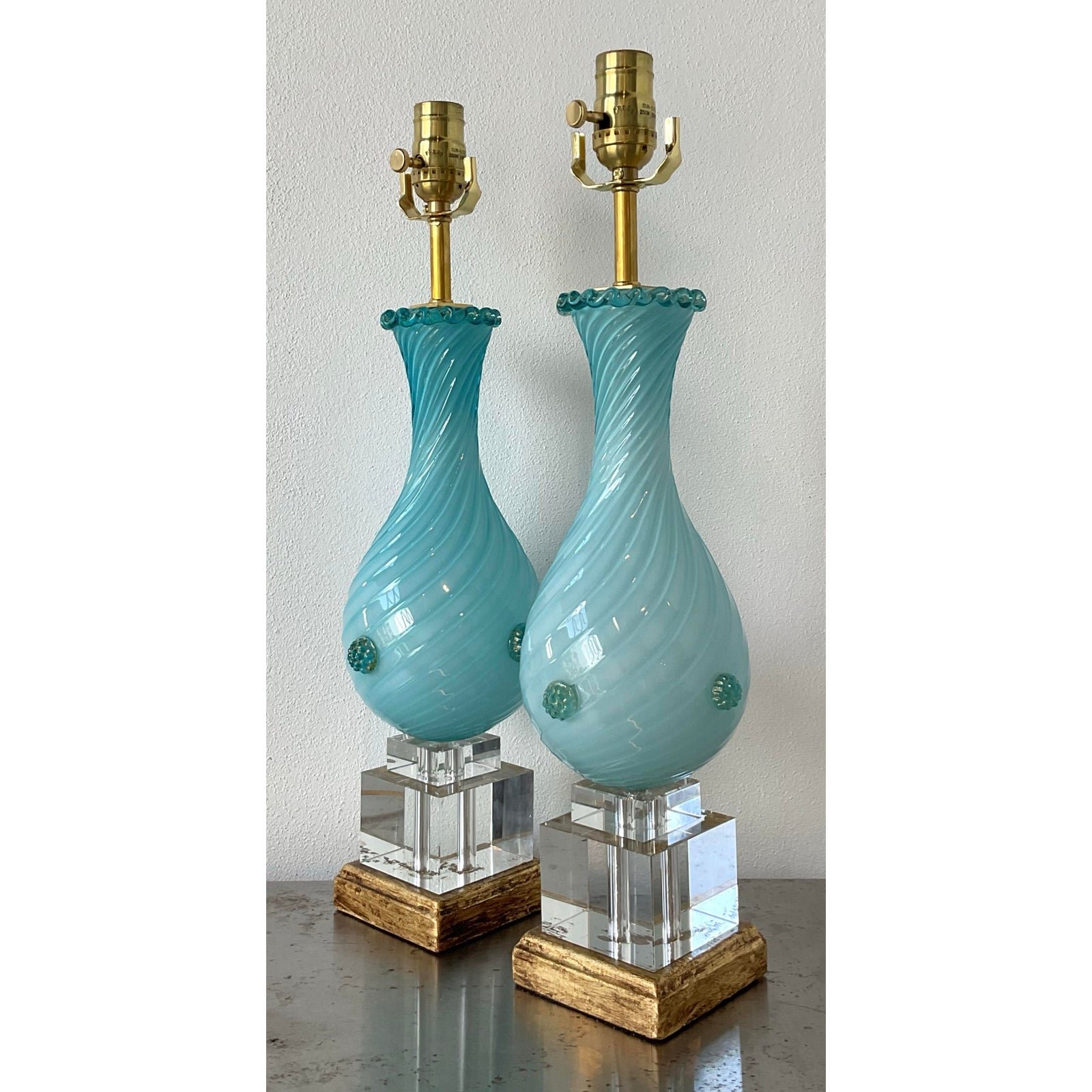 Vintage Italian Murano Glass Lamps - A Pair - Top view