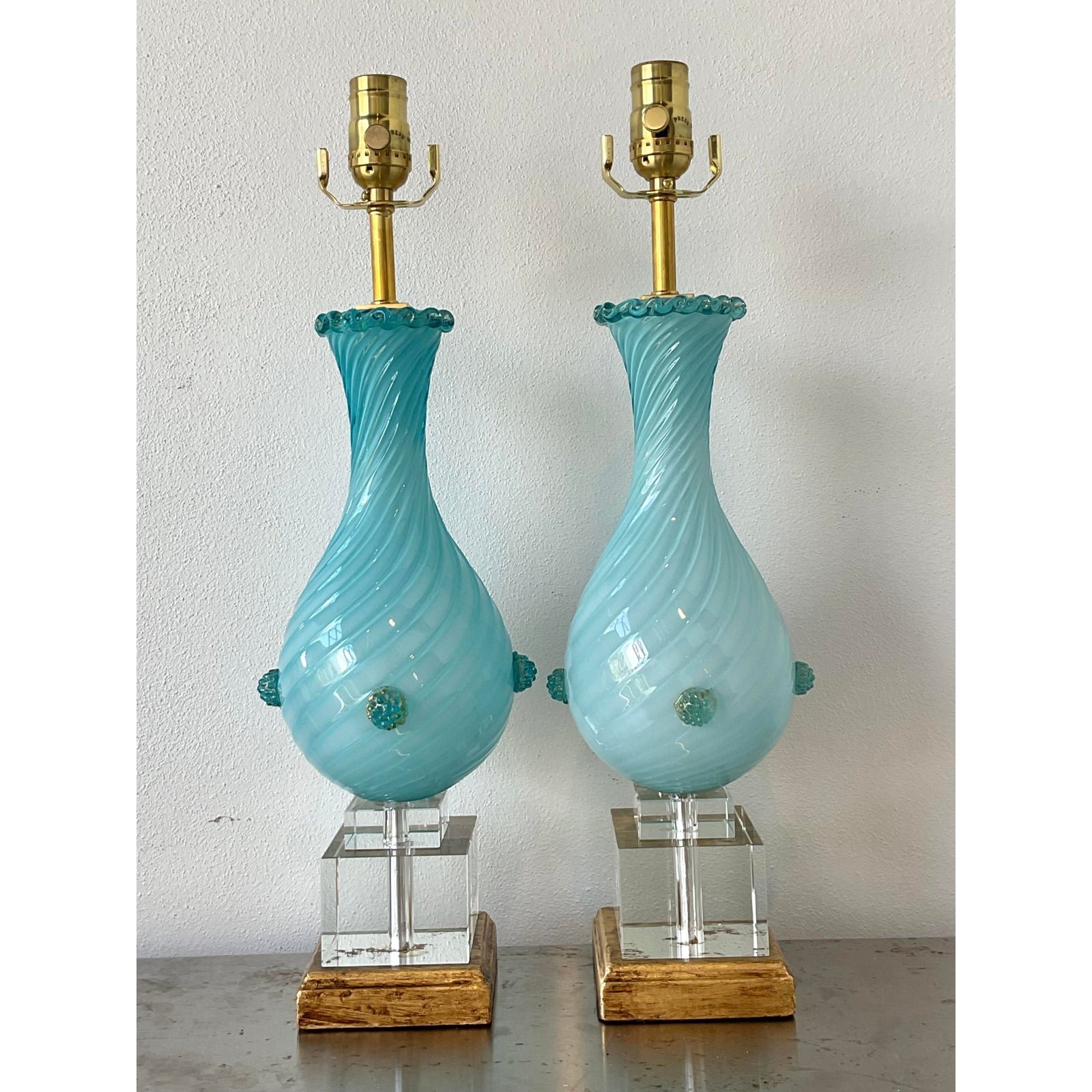 Vintage Italian Murano Glass Lamps - A Pair - Back view