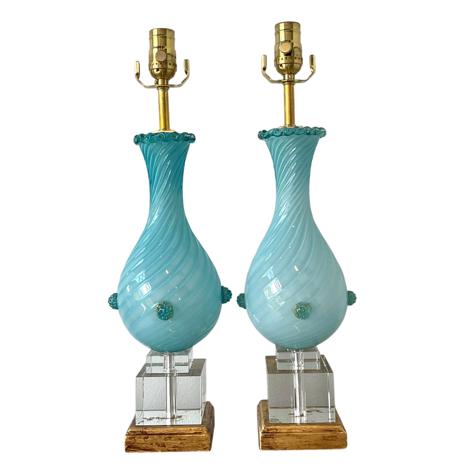 Vintage Italian Murano Glass Lamps - A Pair