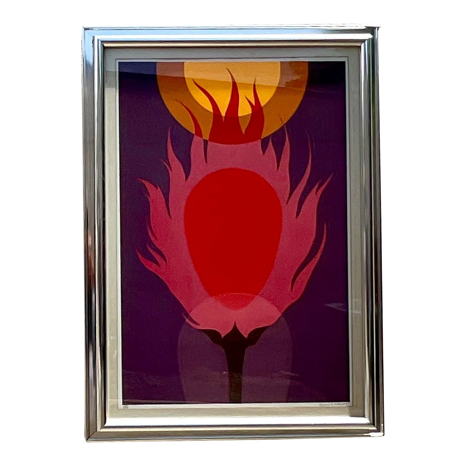 Vintage Boho 1977 Lithograph on Paper