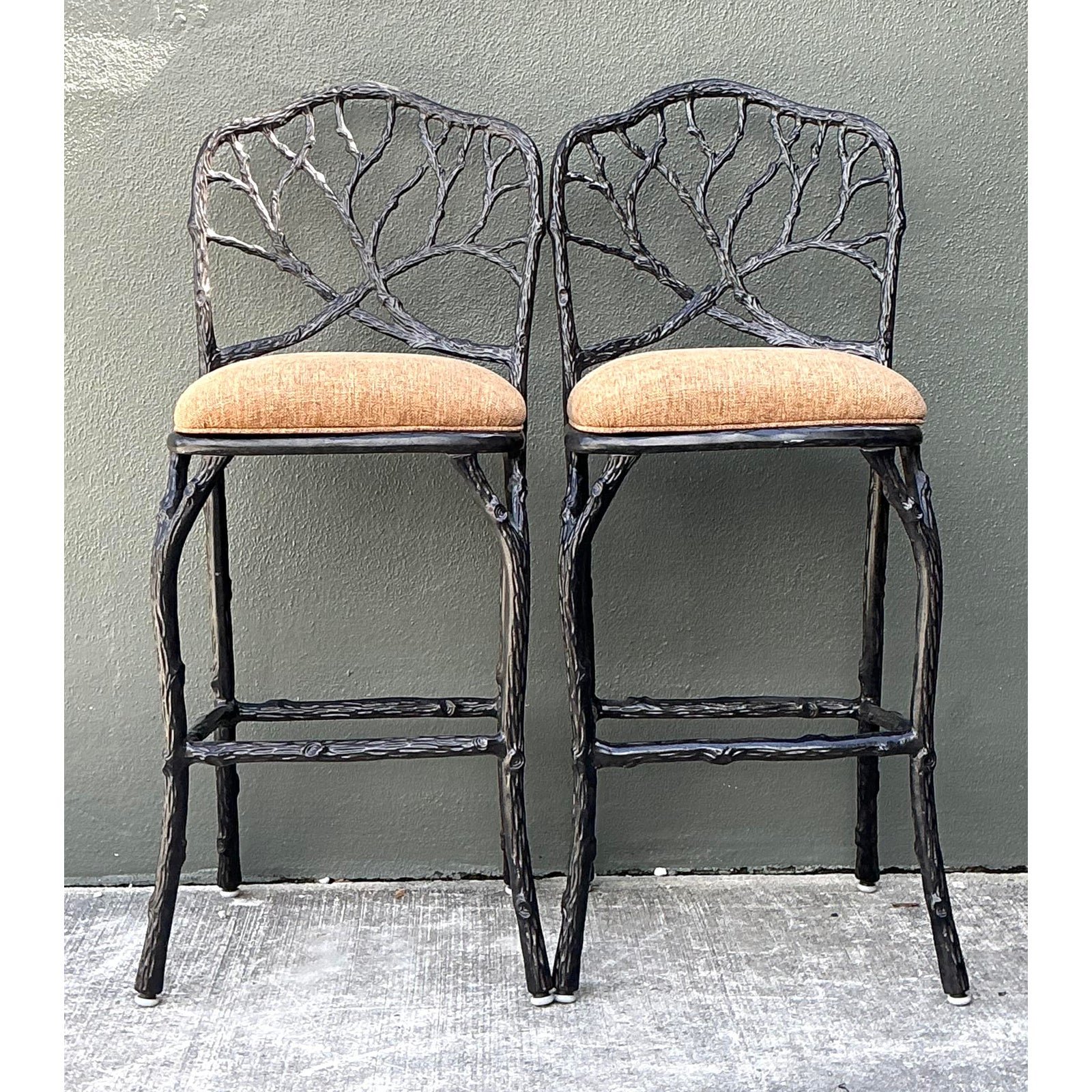 Vintage Veneman Cast Aluminum Branch Barstools. - A Pair - Detail view
