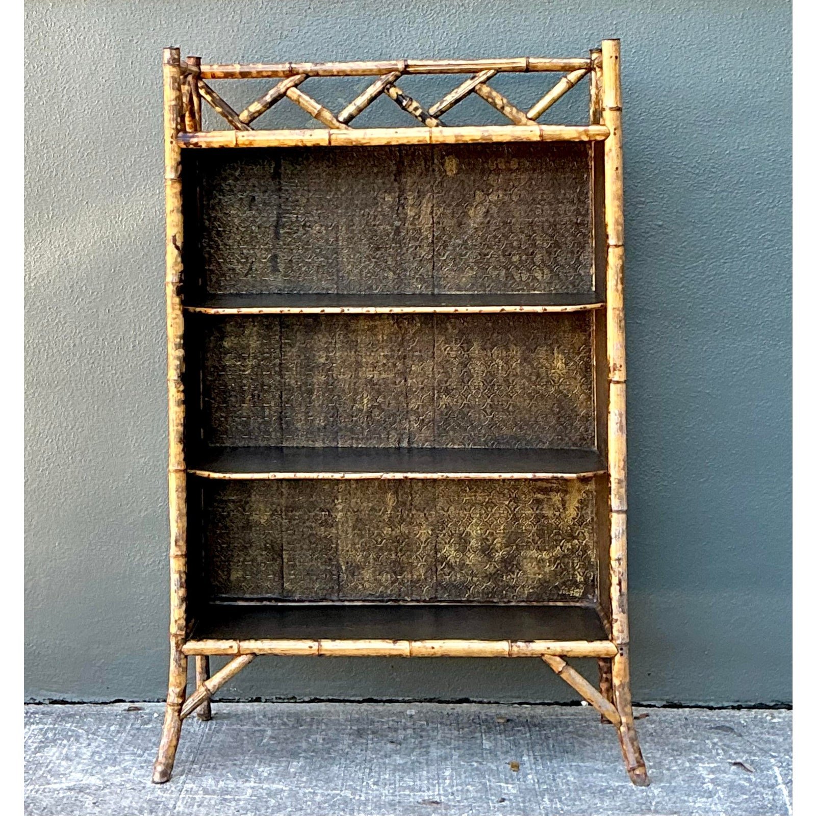 Vintage Tortoise Bamboo Etagere - Top view