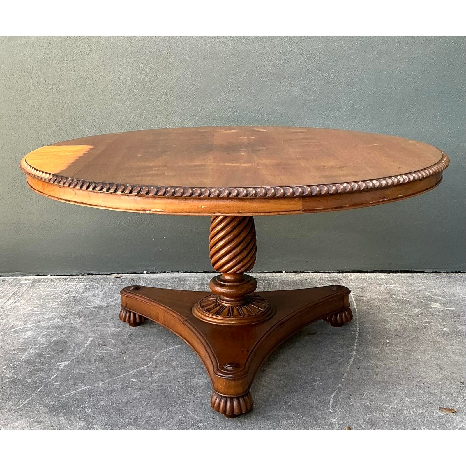 Vintage Turned Wood Dining Table - Detail view
