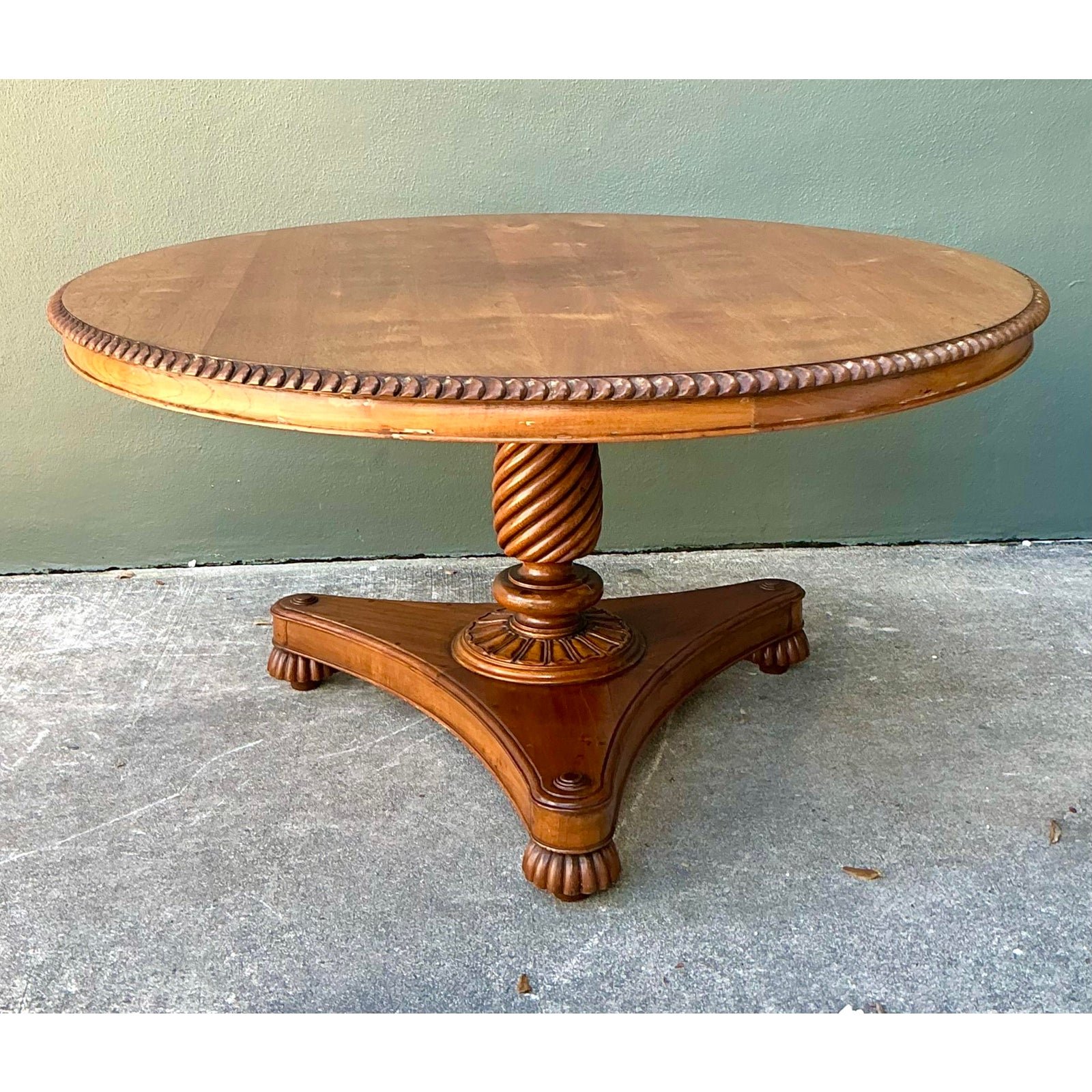Vintage Turned Wood Dining Table - Side view