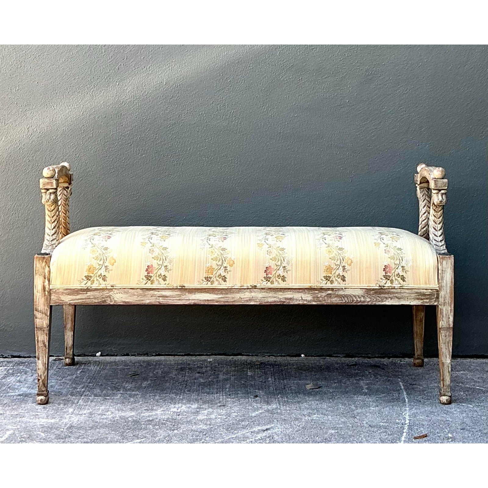Vintage Carved Tiger Bench - Top view