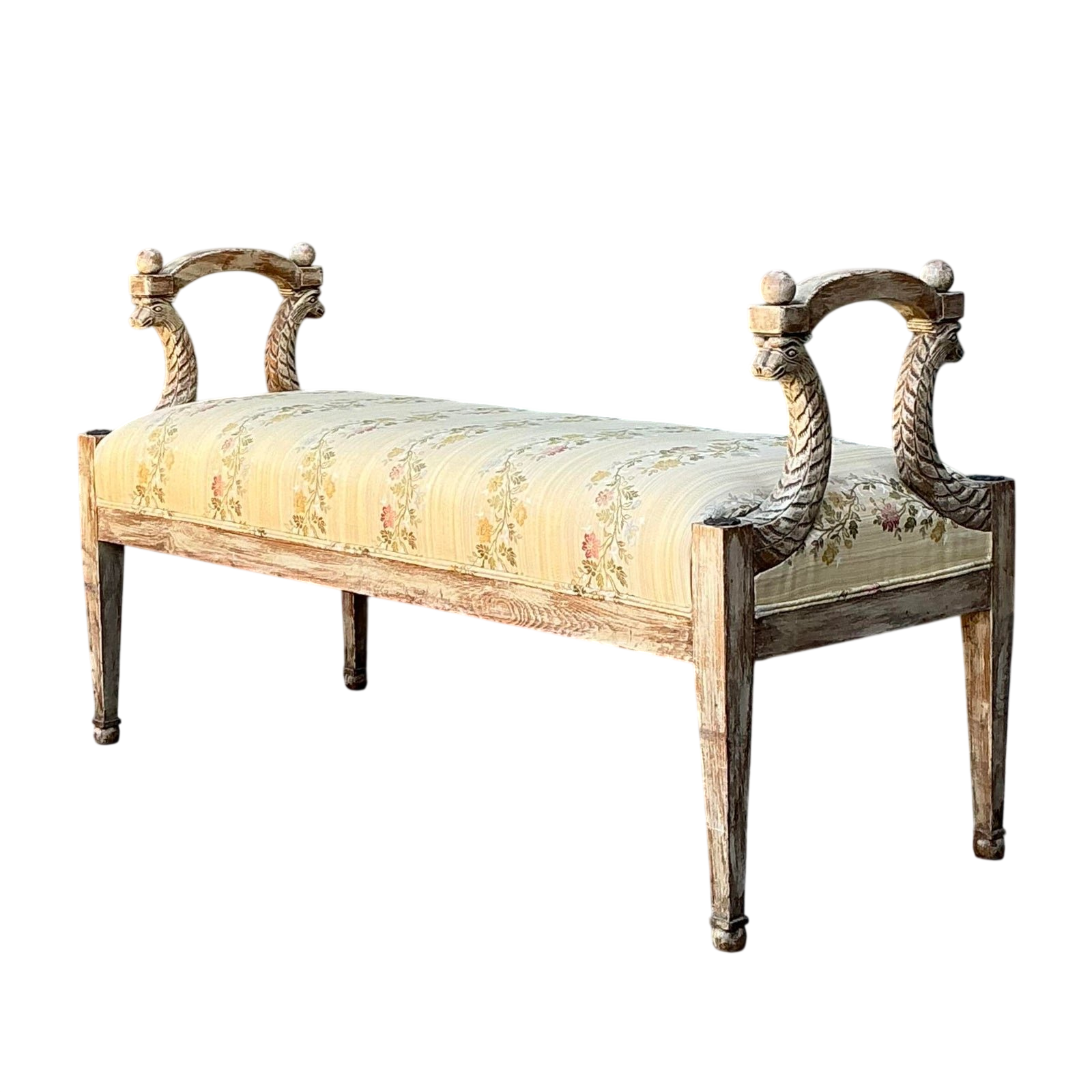 Vintage Carved Tiger Bench
