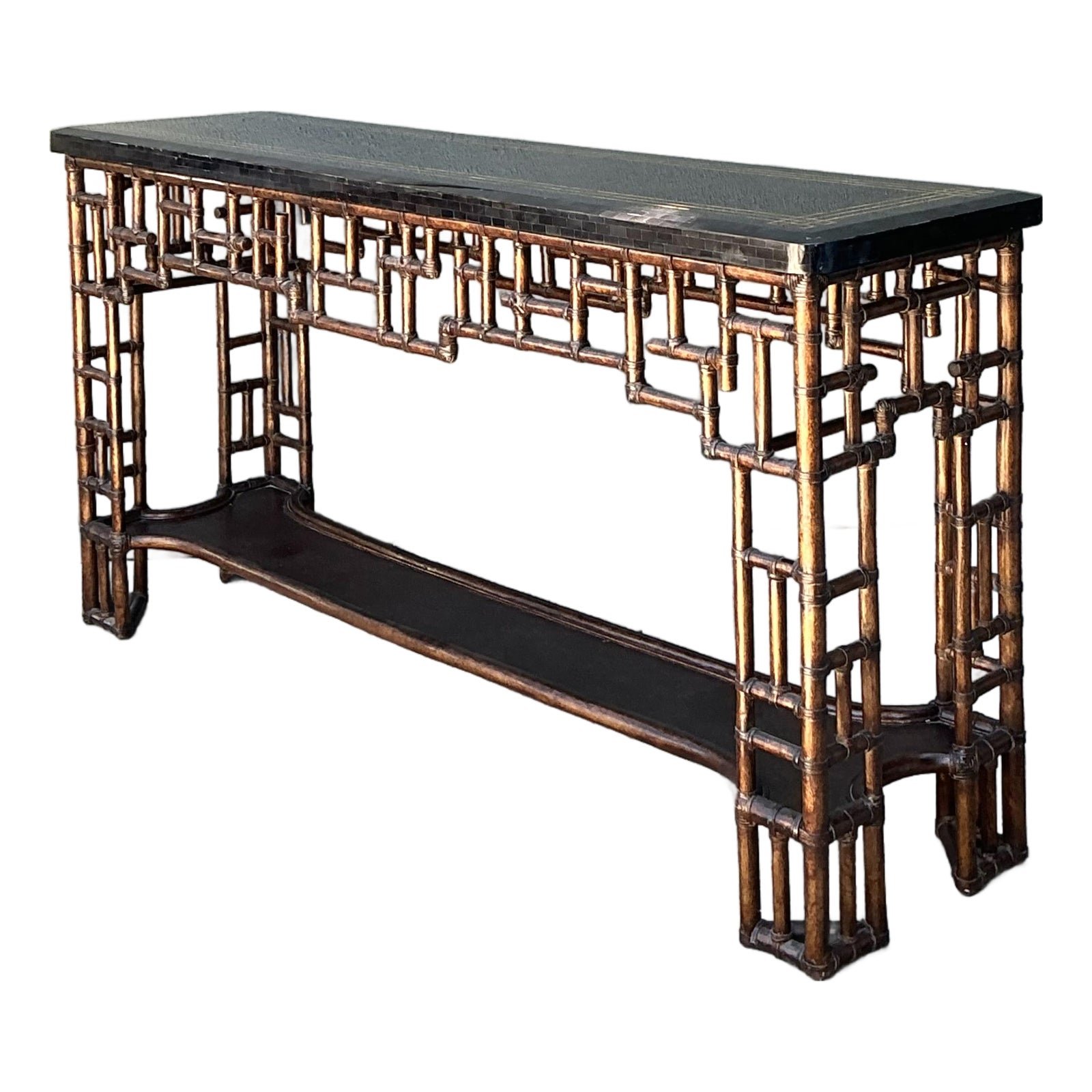 Vintage Lexington Fretwork Rattan Console Table