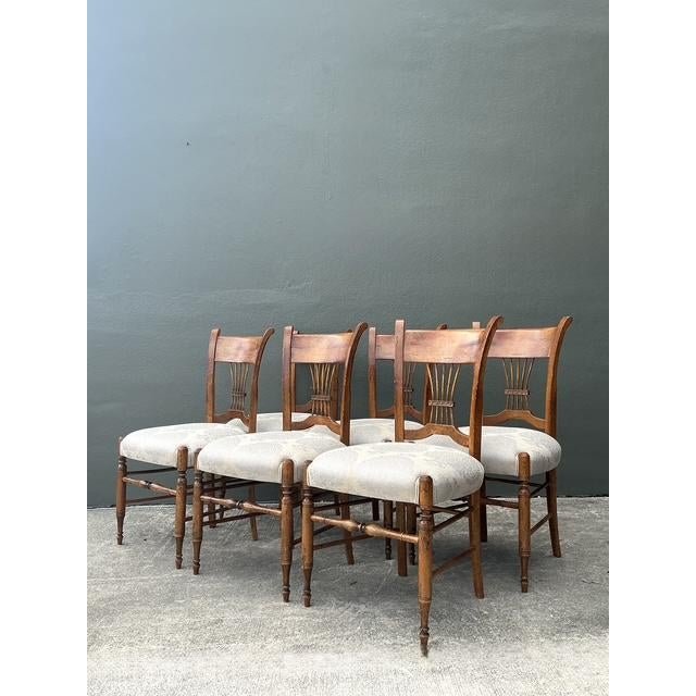 Vintage Baker Harvest Dining Chairs - Set of 6 - Side view