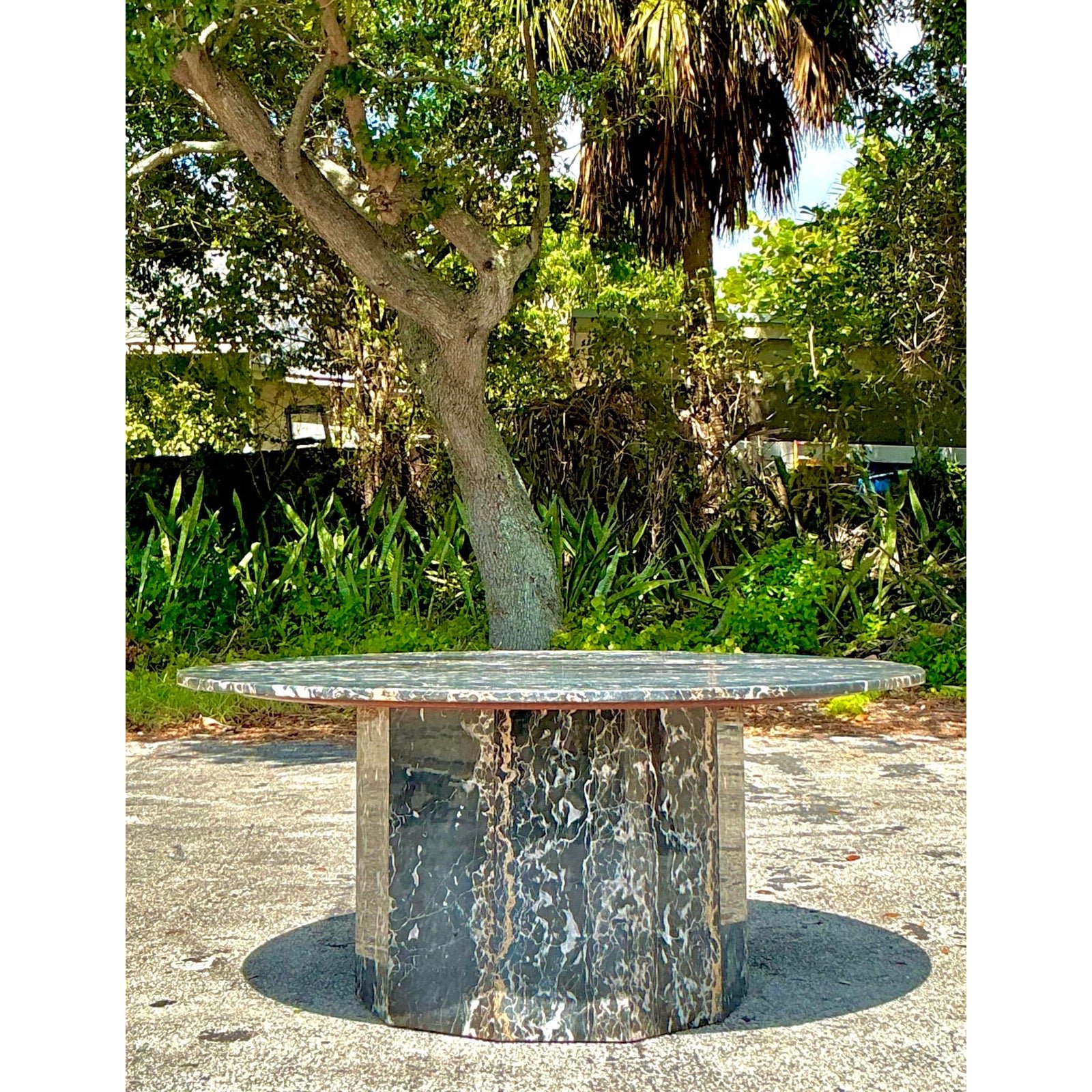 Vintage Black Marble Dining Table - Back view