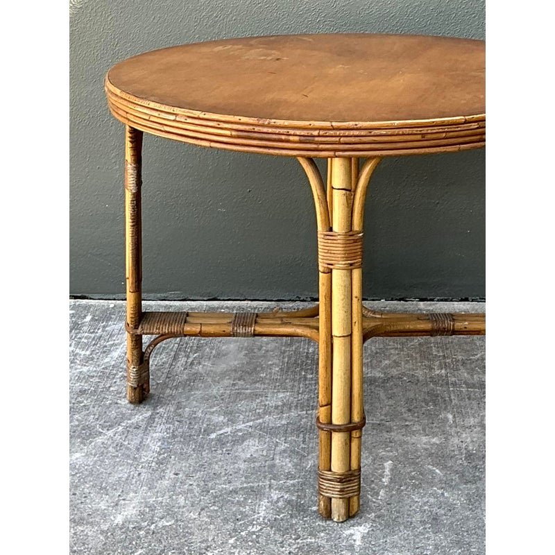 Vintage Bent Rattan Dining Table - Top view