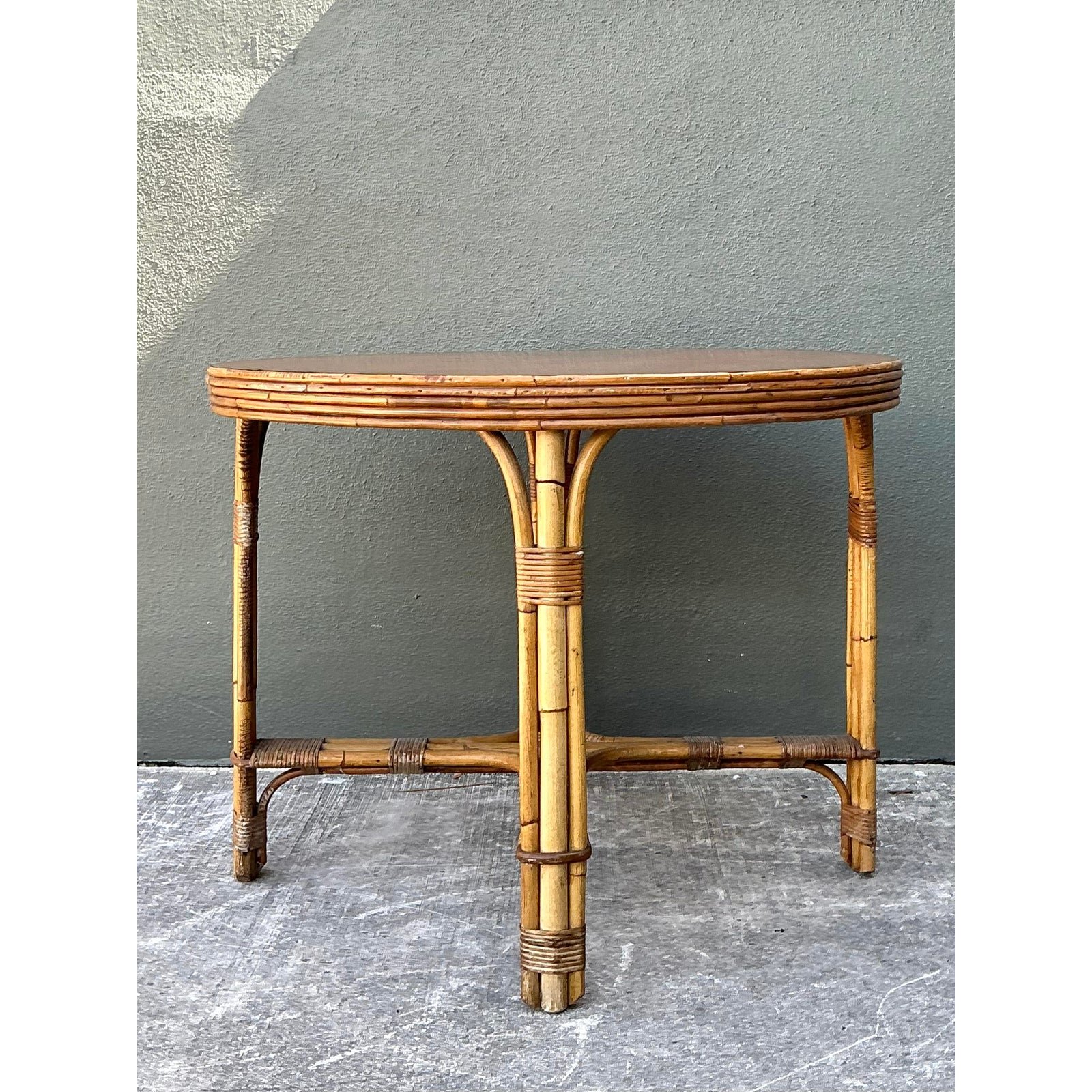 Vintage Bent Rattan Dining Table - Side view