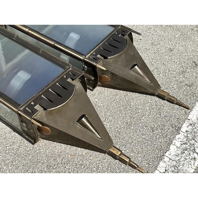 Vintage Monumental Patinated Copper Wall Sconce - A Pair - Back view