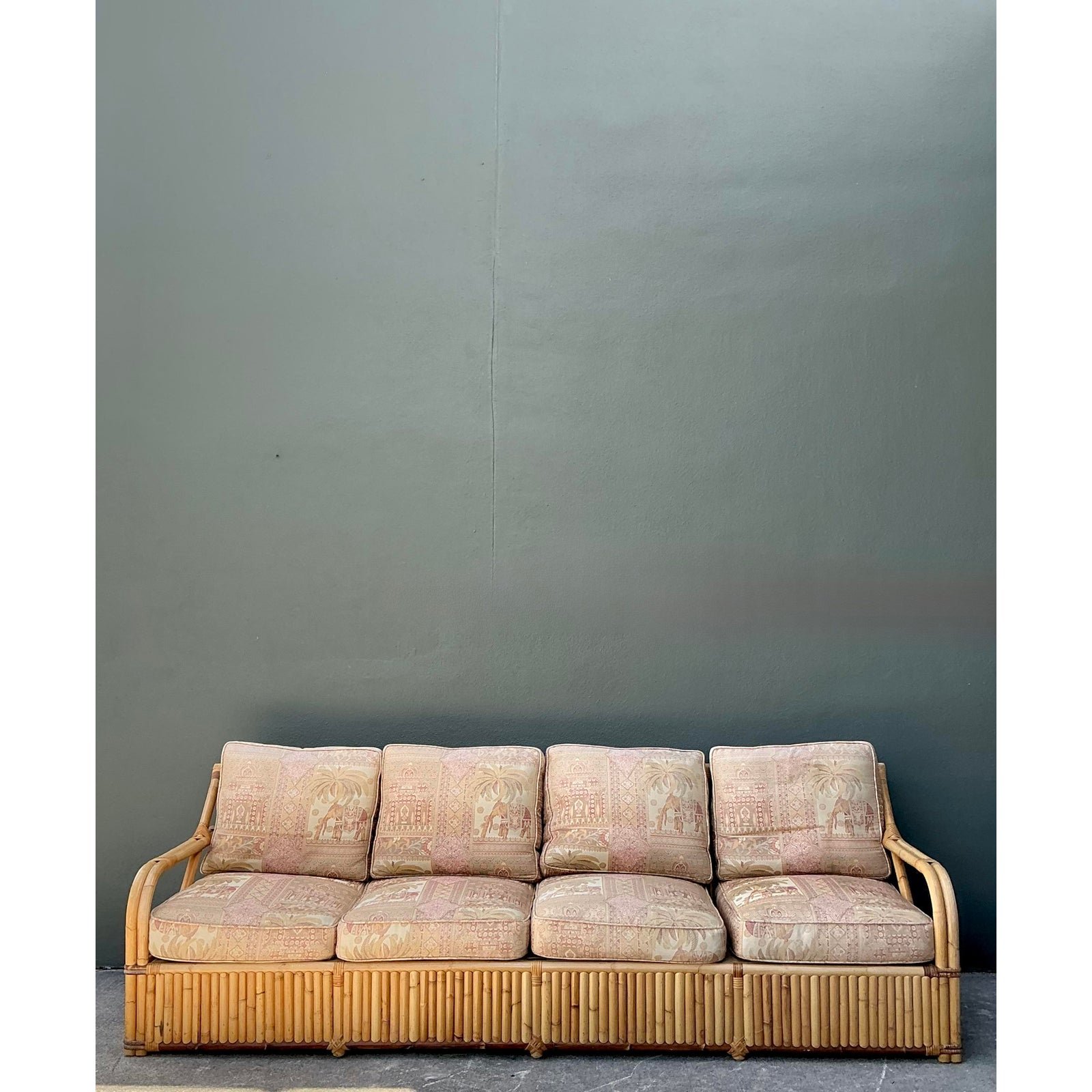 Vintage Bielecky Brothers Rattan Sofa - Side view